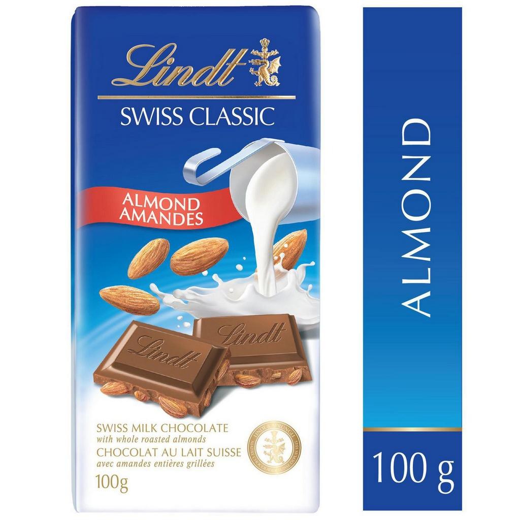 CHOCOLATE LINDT MILK ALMONDS 100G - Confeitaria Monza